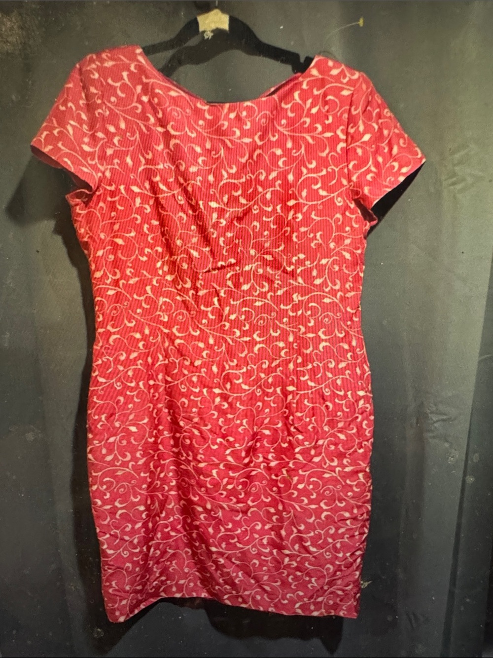 Vintage Spenser Jeremy Red Floral-Print Sheath Dress
